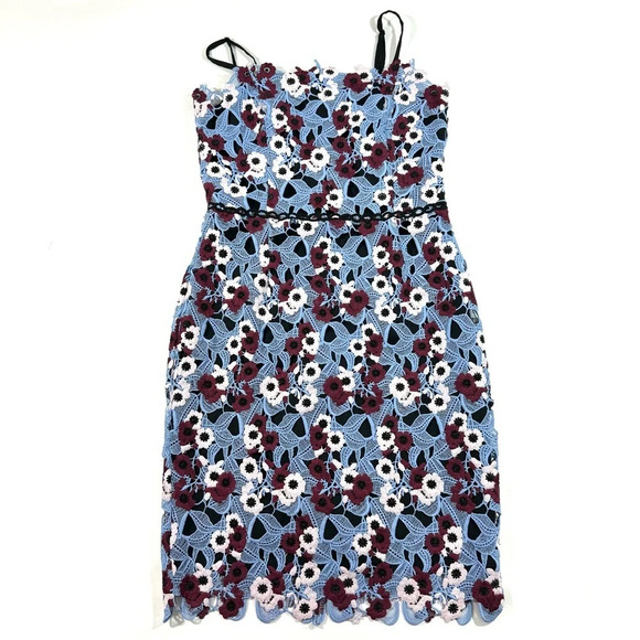 Adelyn Rae Harlow Lace Sheath Dress Blue And Wine - Picture 2 of 8